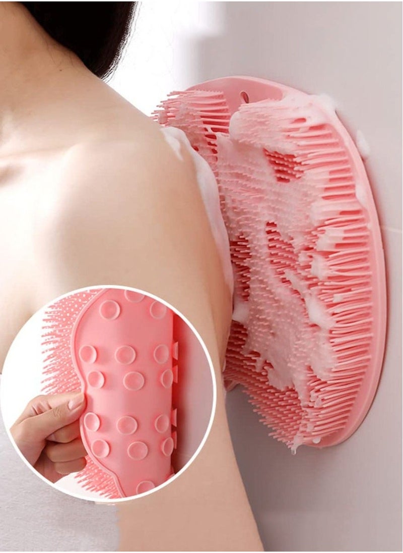 joyzzz - Silicone Bath Massage Pad, Shower Foot Massager Scrubber, Bathroom Wall Mounted Back Scrubber Back Exfoliator Foot Massage Pad Mat with Non Slip Suction Cups for Shower (Pink) - Image 1