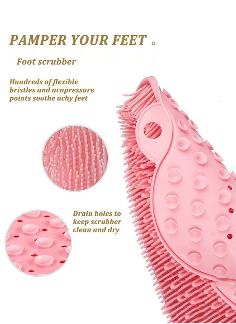 joyzzz - Silicone Bath Massage Pad, Shower Foot Massager Scrubber, Bathroom Wall Mounted Back Scrubber Back Exfoliator Foot Massage Pad Mat with Non Slip Suction Cups for Shower (Pink) - Image 1