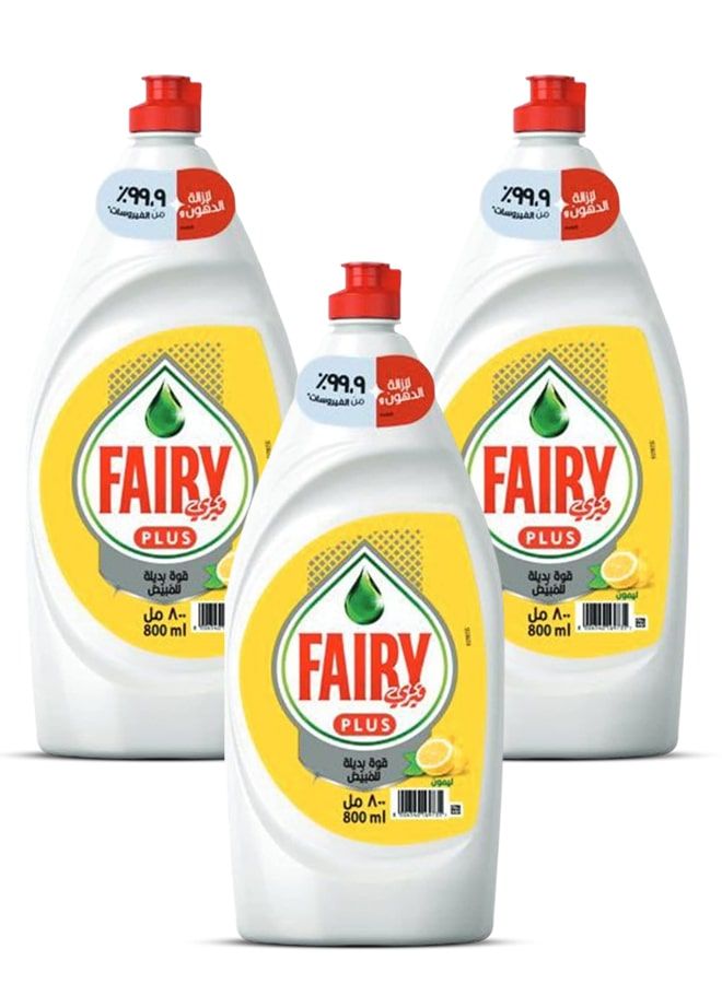 Fairy Lemon Dishwashing Liquid with Bleach Alternative Powe 3x800ml