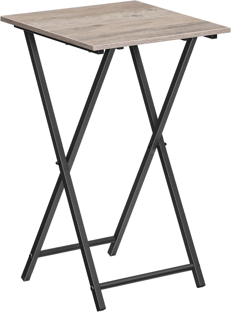 HOOBRO Folding TV Tray Table, Wooden TV Tray, Portable Sofa Side Snack Table, Industrial Desk for Small Spaces, Space-Saving, Easy to Install and Fold, Greige and Black BG27BZ01 - Image 1