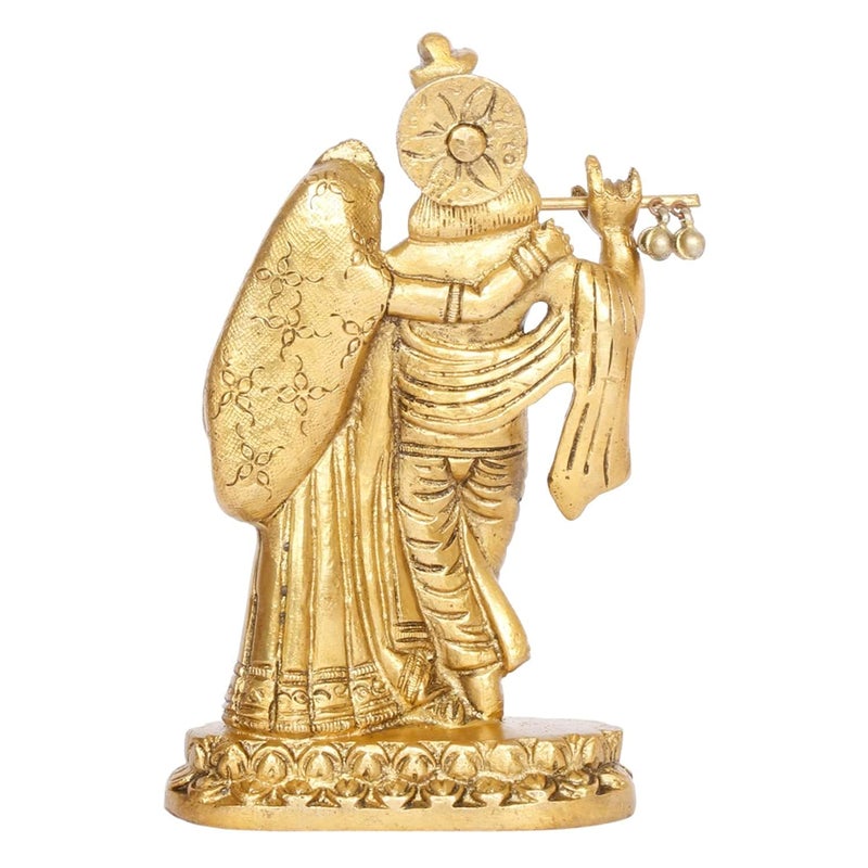 Kartique Brass Radha Krishna Idol for Home Decor in Gold Color Height 6 Inch - Image 5