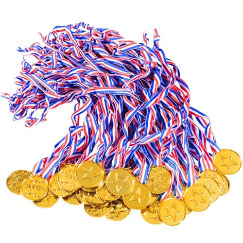 KISEER 40 Pieces Plastic Gold Winner Award Medals Bulk for Sports, Games Competitions, Party Favors and Decorations - Image 1