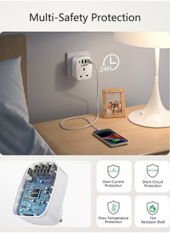 Lencent LENCENT USB Plug Charger UK with 1 Type C and 3 USB Ports, 1 Way Socket Extension, 5-in-1 USB Outlet Plug Extender for Household Appliances, iPhone, Smartphone Tablets, Ideal for Home Office Bedroom  - Image 2