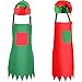 Sunshane 4 Pieces Christmas Elf Kits Include Elf Aprons and Elf Hats for Christmas Party Costume Supplies Red and Green - Image 3
