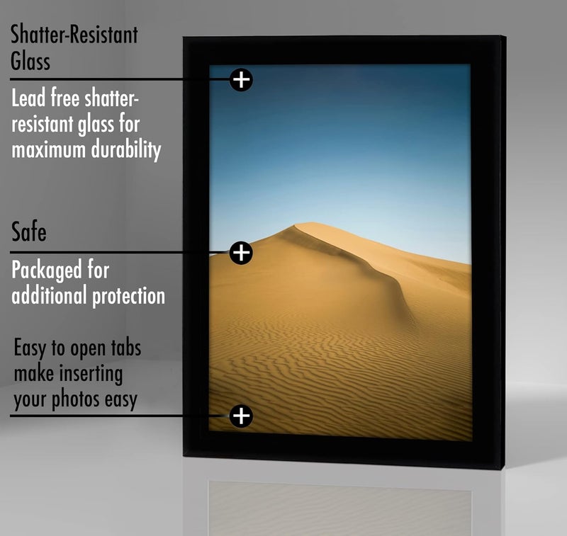 Americanflat 9x12 Picture Frame in Black - Composite Wood with Shatter Resistant Glass - Horizontal and Vertical Formats for Wall - Image 3