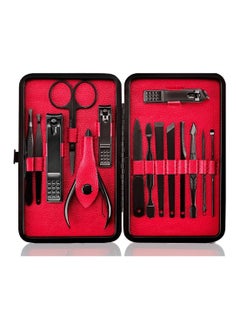 NQOOH Professional Stainless Steel Nail Clipper Set with Leather Case 15 Piece Personal Care Manicure Kit  - Image 1