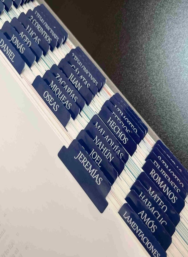 thinkor Spanish Laminated Bible Tabs, pestañas para biblia en español, Reposition Large Print Stickers, Easy to Read and Apply Bible Tabs for Women and Man (Spanish Blue) - Image 5