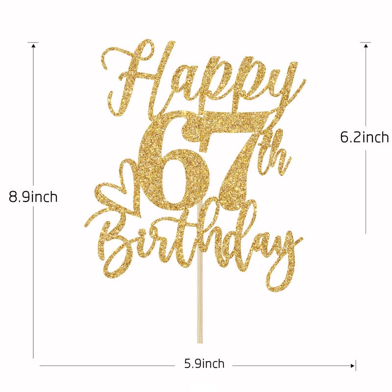 Yotawebery Happy 67th Birthday Cake Topper  67th Birthday Decorations for Men/Women  Cheers to 67 Years  Hello 67  67th Happy Birthday Party Supplies Gold Glitter - Image 4