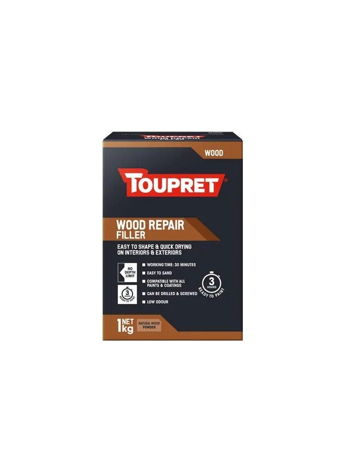 TOUPRET Natural WOOD REPAIR FILLER Quick Drying, Interior and Exterior 1 kg - Image 1