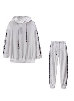 NIBEMINENT Striped Casual Two-piece Set, Drawstring Hooded Drop Shoulder Tops & Long Length Loose Pants Set, Women's Clothing  - Image 2