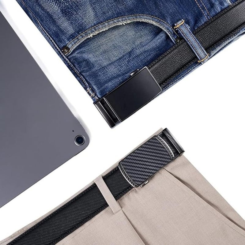 Mens Belt Leather Slide Ratchet Belt for Gift Dress and Casual, 1 3/8" with Adjustable Automatic Buckle - Fit for Jeans, Suits and Every Occasion - Image 5