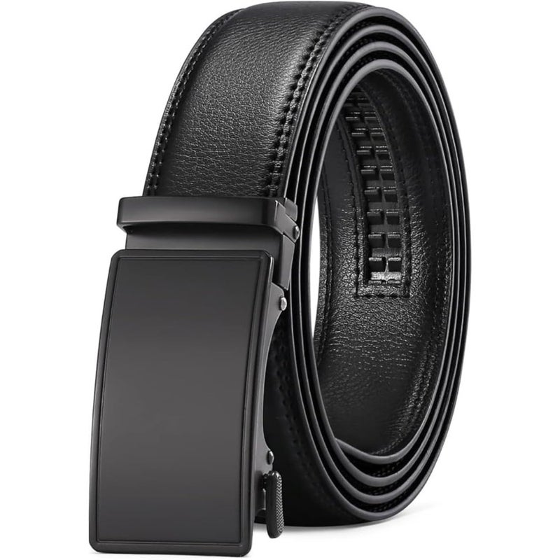 Mens Belt Leather Slide Ratchet Belt for Gift Dress and Casual, 1 3/8" with Adjustable Automatic Buckle - Fit for Jeans, Suits and Every Occasion - Image 1