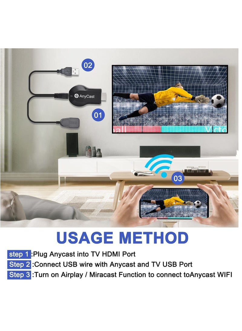 KASTWAVE - Anycast HDMI Wireless Display Adapter - WiFi 1080P Mobile Screen Mirroring Receiver Dongle to TV/Projector Receiver Support Windows Android Mac iOS - Image 1