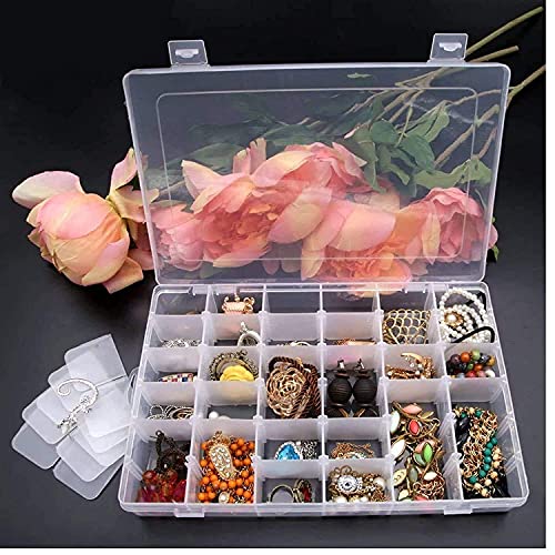 Leawall Leawall 36 Grid Cells Multipurpose Clear Transparent Plastic Storage Box with Removable Dividers Jewelry Box Organizer Storage Container (2 pcs) - Image 5