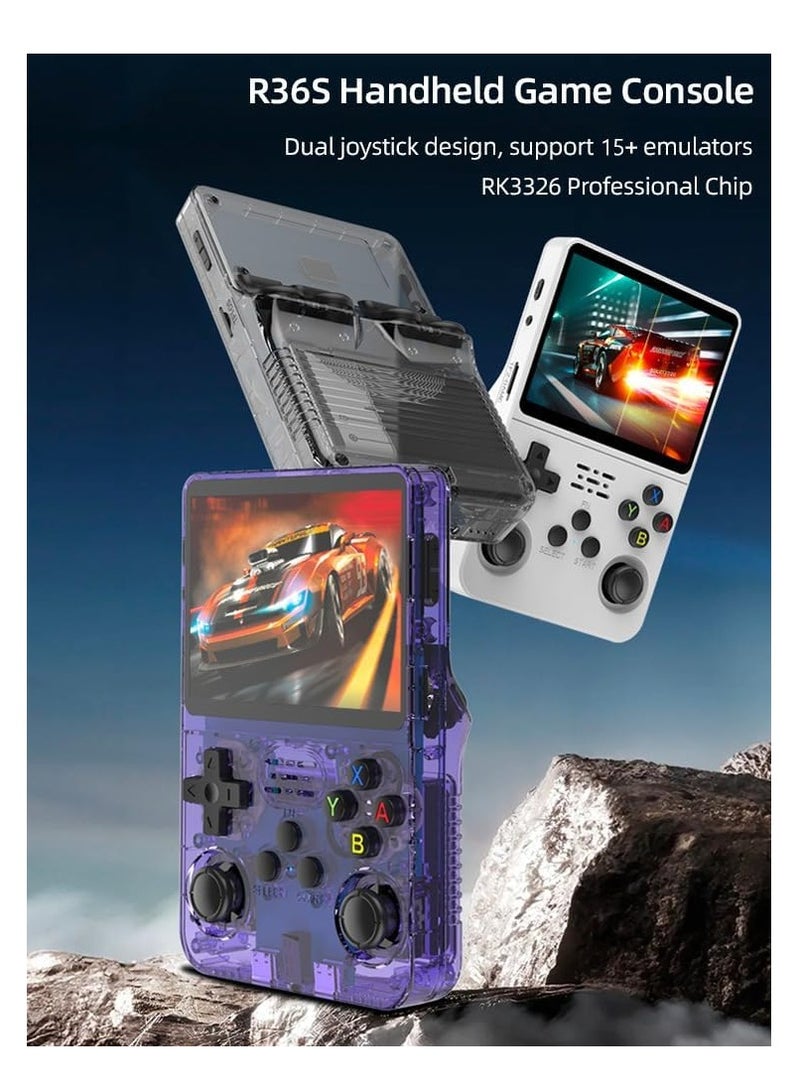بلو فاير جهاز ألعاب محمول R36S سعة 64 جيجابايت – شاشة IPS بحجم 3.5 إنش، عصا تحكم مزدوجة ثلاثية الأبعاد، معالج RK3326 بسرعة 1.5GHz، بطارية 3000 مللي أمبير، نظام لينكس، يدعم التوصيل بالشاشة عبر OTG – جهاز ألعاب كلاسيكية محمول للبالغين - Image 2