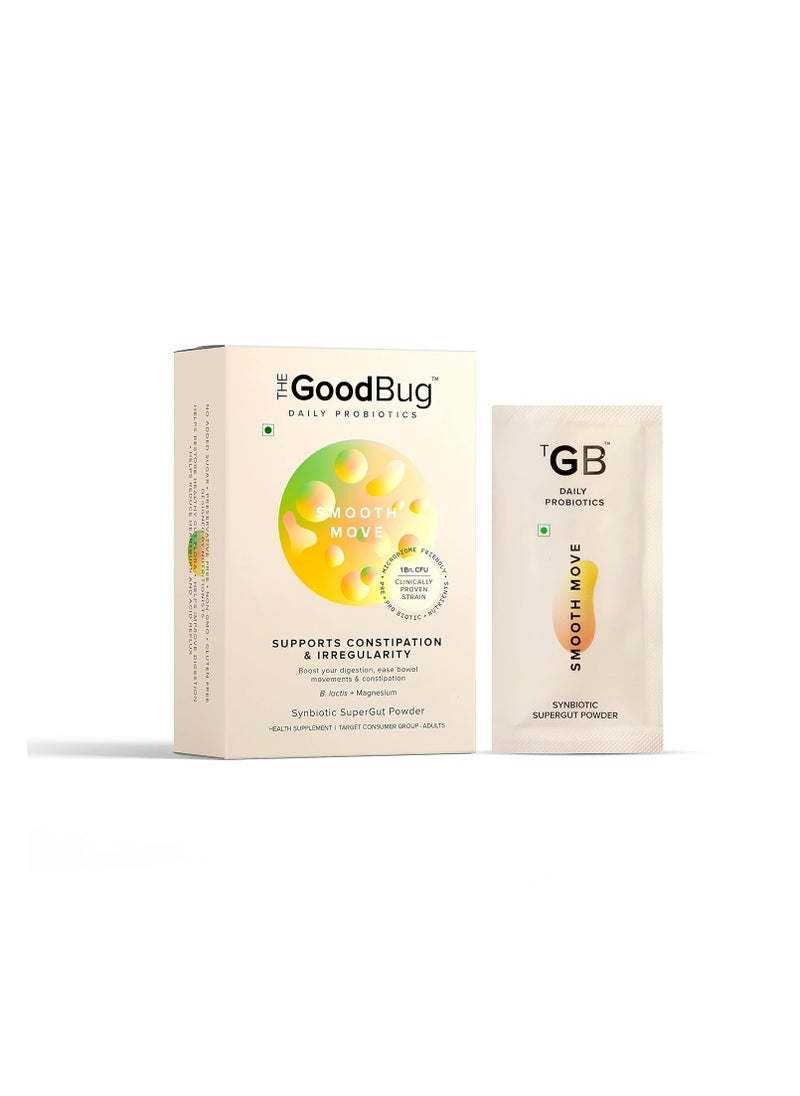 The Good Bug Smooth Move SuperGut Powder 1 Billion CFU of Clinically Proven Strains Pre With Probiotic, Nutrients Eases Constipation - 30 Days Pack  - Image 1