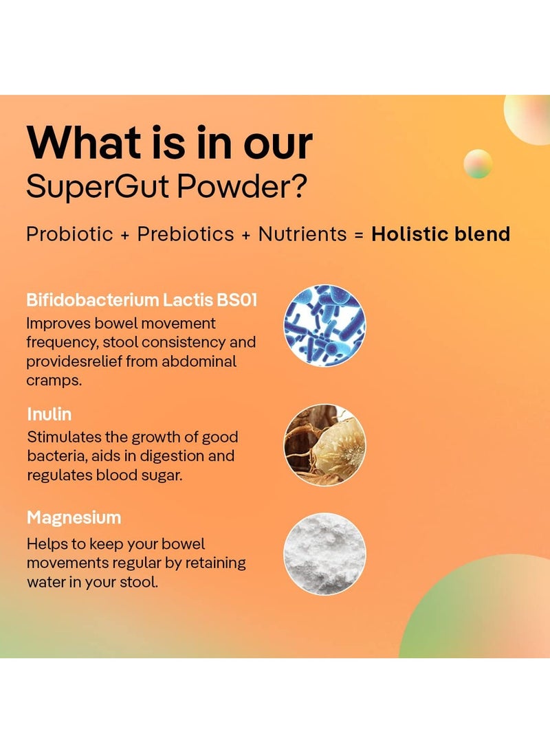 The Good Bug - Smooth Move SuperGut Powder 1 Billion CFU of Clinically Proven Strains Pre With Probiotic, Nutrients Eases Constipation - 30 Days Pack - Image 1