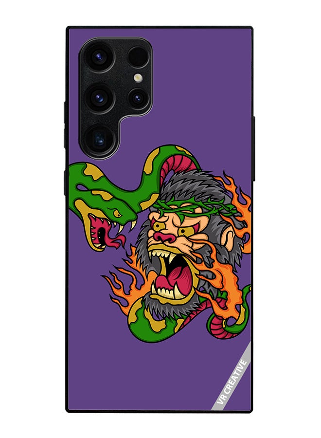 VR CREATIVE Protective Case Cover For Samsung Galaxy S25 Ultra King Kong Vs Snake Design Multicolour