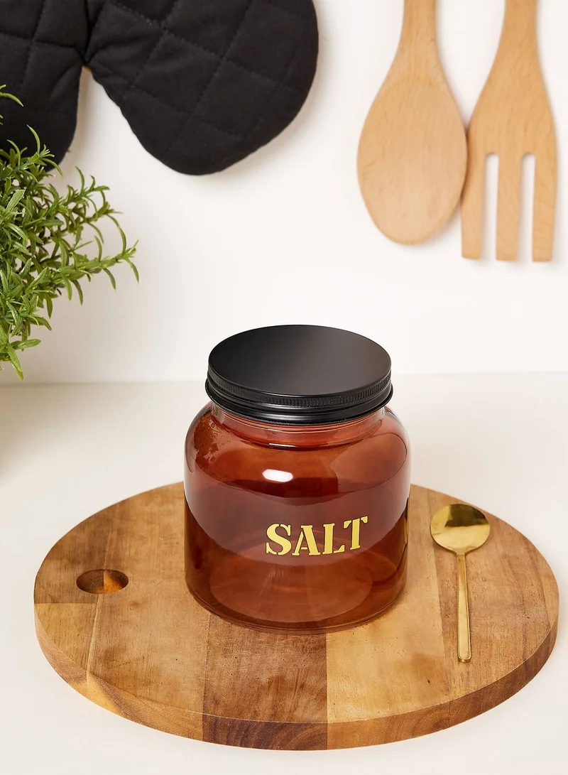 Noire Edit 11.5Cm Glass Storage Jar 'Salt' - Vintage Amber Gold