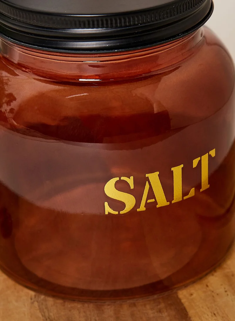 Noire Edit 11.5Cm Glass Storage Jar 'Salt' - Vintage Amber Gold