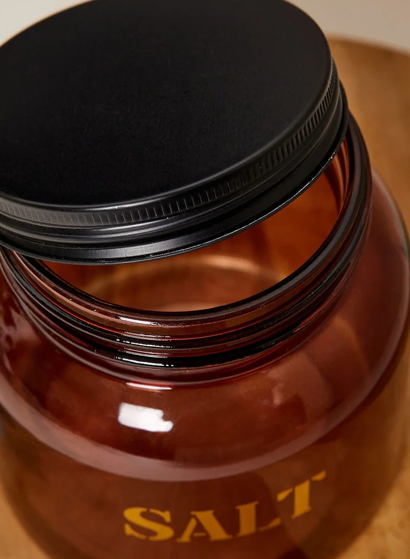 Noire Edit 11.5Cm Glass Storage Jar 'Salt' - Vintage Amber Gold
