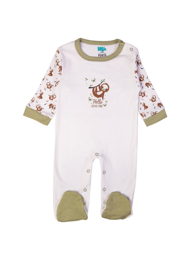 Babies Basic 5 Piece Unisex 100% Cotton Gift Set Include Bib, Romper, Mittens, Cap And Sleepsuit/Jumpsuit- Hello Little One  - Image 3