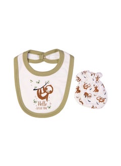 Babies Basic 5 Piece Unisex 100% Cotton Gift Set Include Bib, Romper, Mittens, Cap And Sleepsuit/Jumpsuit- Hello Little One  - Image 5