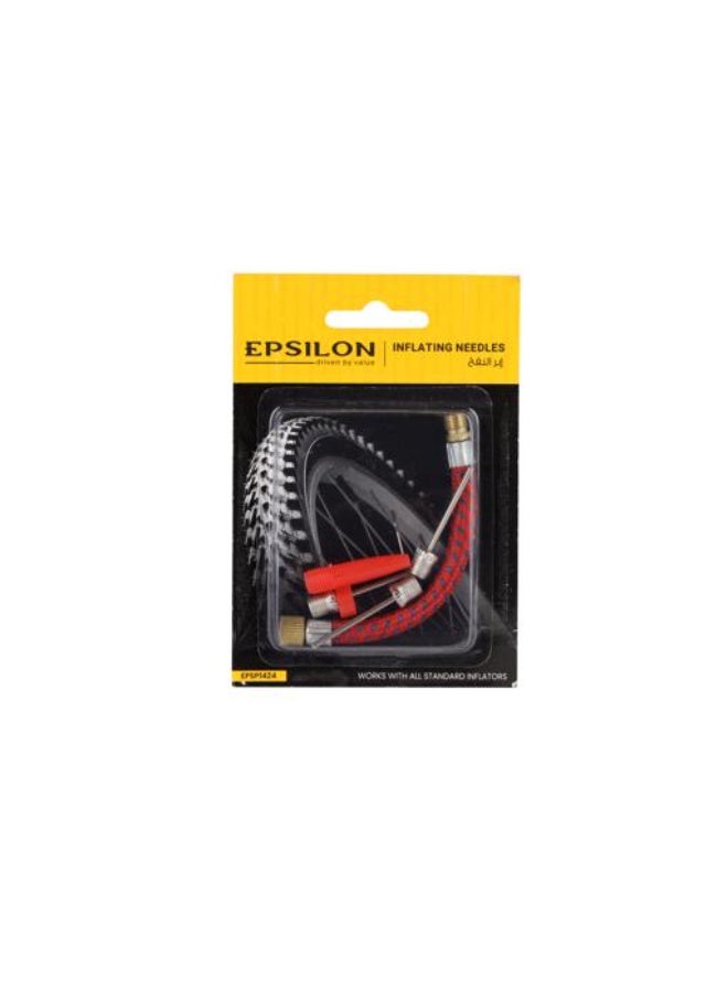 Epsilon Inflating Needles EPSP1424 - Universal Valve Adapter Set for Standard Air Inflators - Durable Metal Needles for Car Tires, Bicycle Wheels, Balls, Swimming Tubes & Inflatable Toys - Red - Image 5
