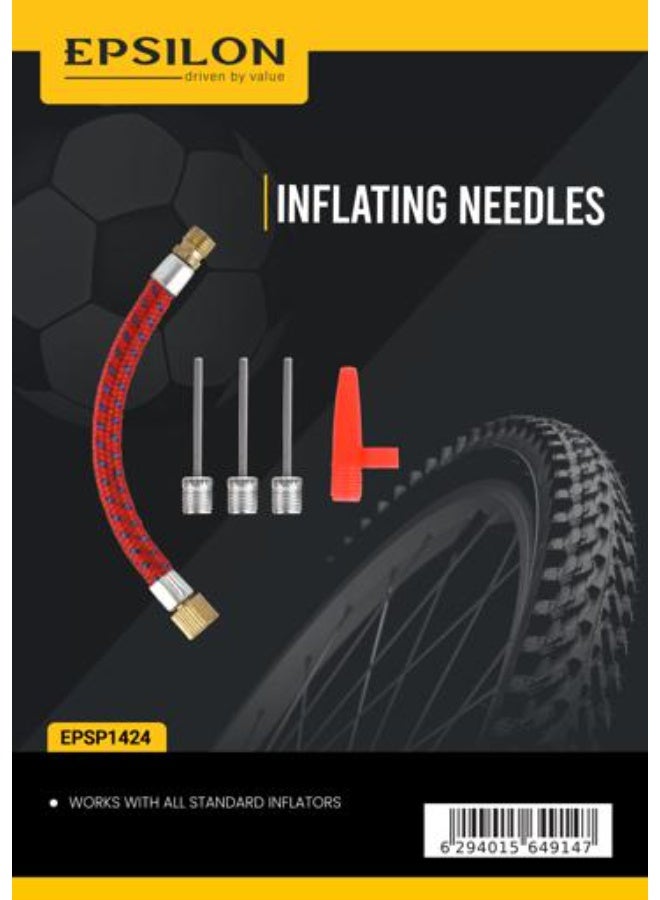 Epsilon Inflating Needles EPSP1424 - Universal Valve Adapter Set for Standard Air Inflators - Durable Metal Needles for Car Tires, Bicycle Wheels, Balls, Swimming Tubes & Inflatable Toys - Red - Image 4