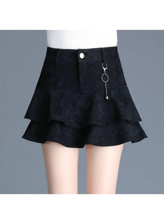 Deerskin Velvet High Waist A- Line Skirt Women's 2023 Spring And Autumn New Outfit Base Pouch Skirt Large Size Short Skirt 