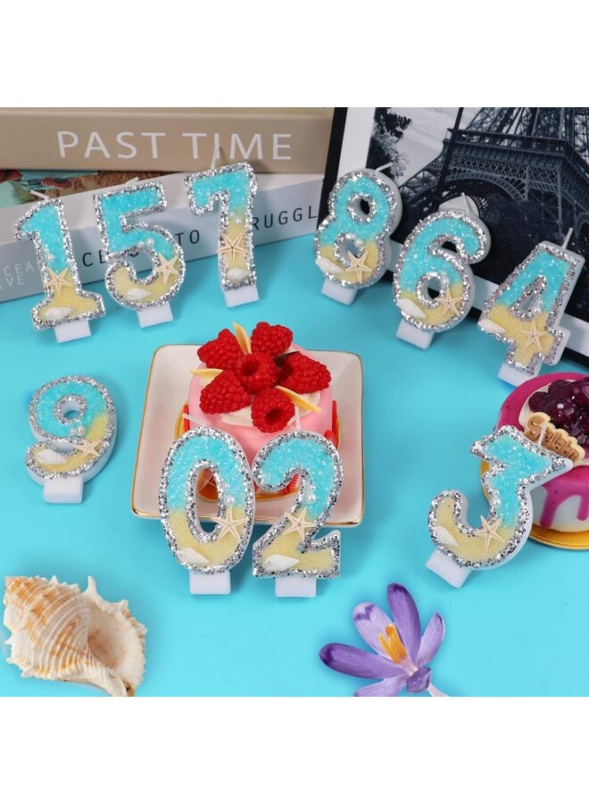 Birthday Candle for Cake, Beach Starfish Sequins Number Cake Candles, 3 inch Number 2 Happy Birthday Candle, Cake Topper Decoration for Birthday Party (Number 2) - Image 2