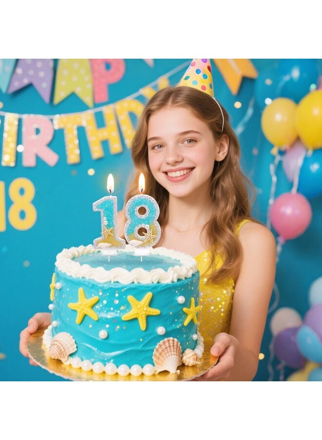 Birthday Candle for Cake, Beach Starfish Sequins Number Cake Candles, 3 inch Number 2 Happy Birthday Candle, Cake Topper Decoration for Birthday Party (Number 2) - Image 3