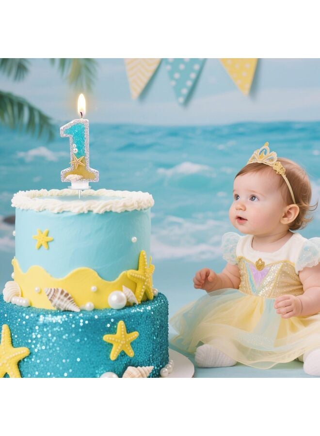 Birthday Candle for Cake, Beach Starfish Sequins Number Cake Candles, 3 inch Number 2 Happy Birthday Candle, Cake Topper Decoration for Birthday Party (Number 2) - Image 4