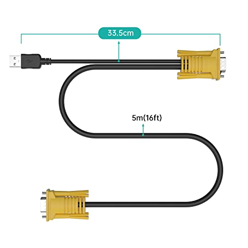 MT-VIKI 2-in-1 USB VGA KVM Cable 5m (16ft) for USB KVM Switch VGA - Image 3
