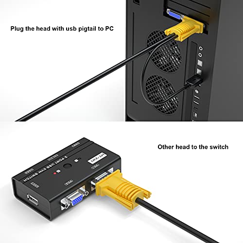 MT-VIKI 2-in-1 USB VGA KVM Cable 5m (16ft) for USB KVM Switch VGA - Image 2