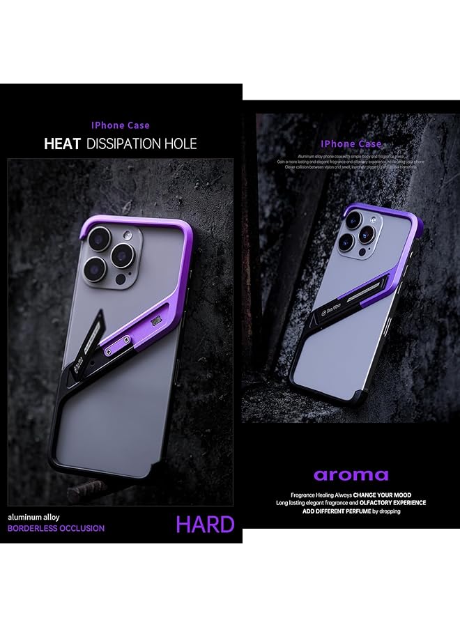 erorex Metal Frame Less Case Iphone 15 Pro Max 15 Pro 15 With 120° Adjustable Stand Minimalist Metal Slim Hard Shockproof Heat Dissipation Lightweight Metal Frame Design For Iphone Purple - Image 5