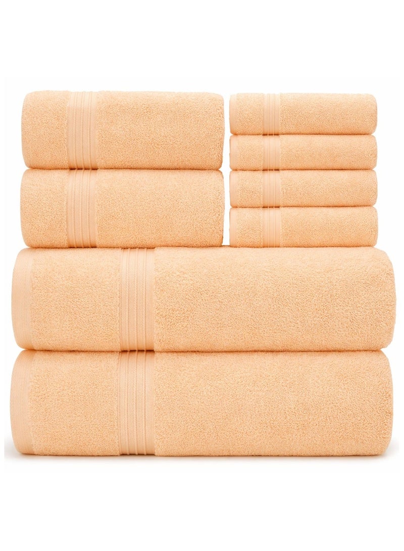 Bliss Casa - 8 Pieces Towel Set - 2 Bath Towels, 2 Hand Towels, and 4 Washcloths, 600 GSM Ring Spun Cotton Highly Absorbent Towels for Bathroom, Shower Towel - Image 1