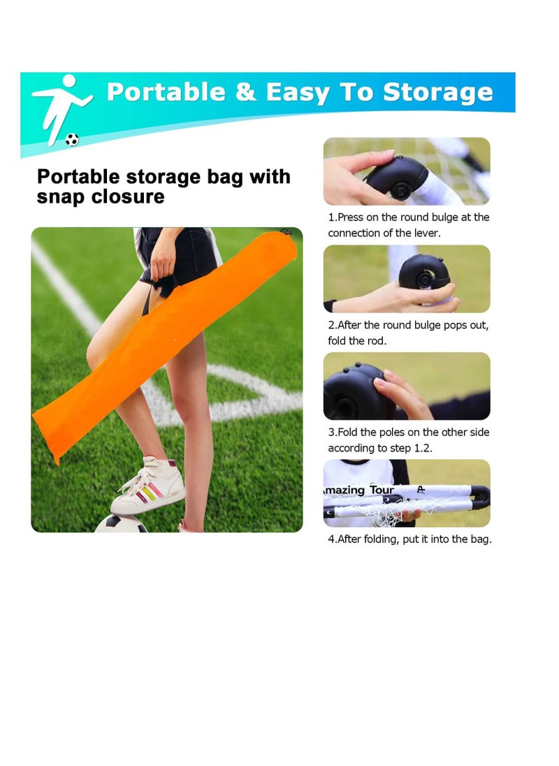 DMG TECH DMG Soccer Goal, No Assembly Required Portable Soccer Goal, with Storage Bag, Pins, Football and Pump Training for Outdoor & Backyard Training Soccer Goals, Lightweight Backyard Workouts for Kids  - Image 3