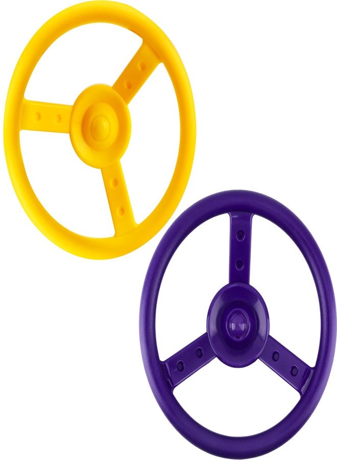 Haconba 2 Pack Steering Wheel Playset Plastic Pirate Ships Wheel with Mounting Tools for Kids Playground Outdoor Gym (Purple, Yellow) - Image 1