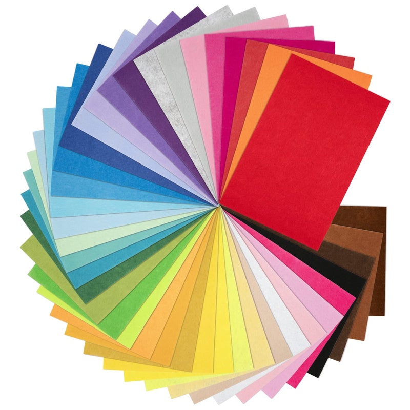 8 x 12 Inches Felt Sheets for Crafts 40Pcs Squares Fabric Sheets Assorted Colors Non Woven Pack 1mm Thick Stiff Paper for DIY Sewing Craft Patchwork Decoration