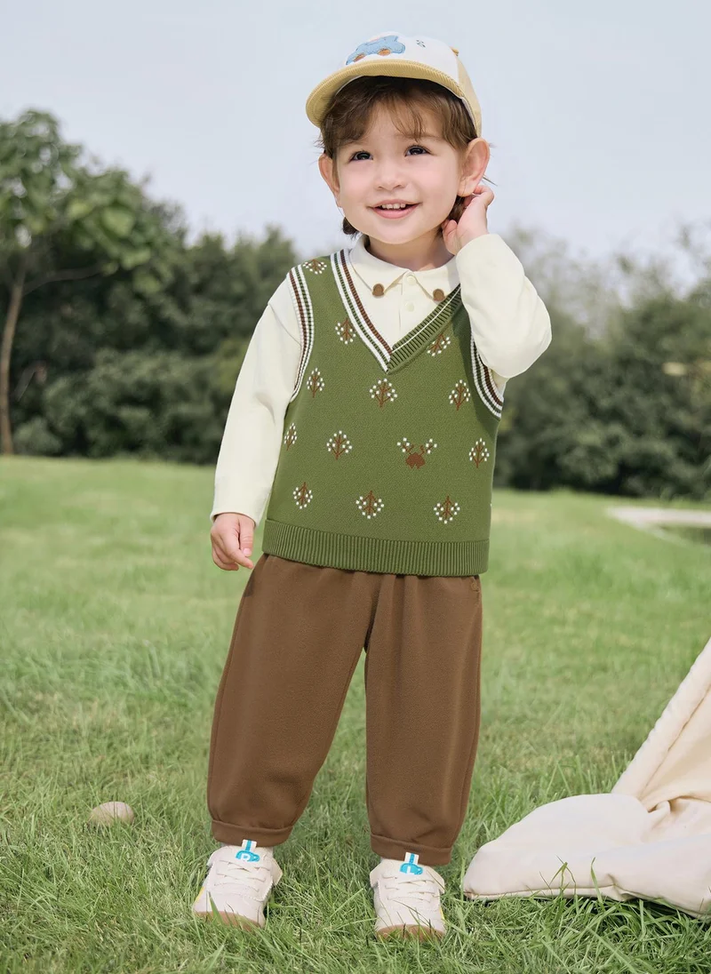 بالابالا طقم ولادي محبوك بأكمام طويلة