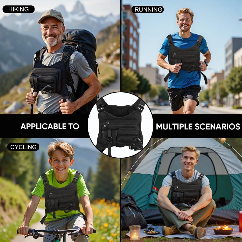TIMBERHIDE Outdoor Chest Pack for Men Women, 900D Oxford Durable Chest Bag With Detachable Mini Coin Pouch, for Hiking Camping Running Cycling Gym (Black) - Image 5