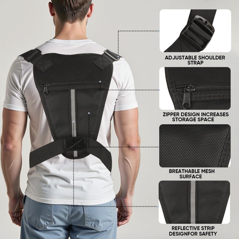 TIMBERHIDE Outdoor Chest Pack for Men Women, 900D Oxford Durable Chest Bag With Detachable Mini Coin Pouch, for Hiking Camping Running Cycling Gym (Black) - Image 3