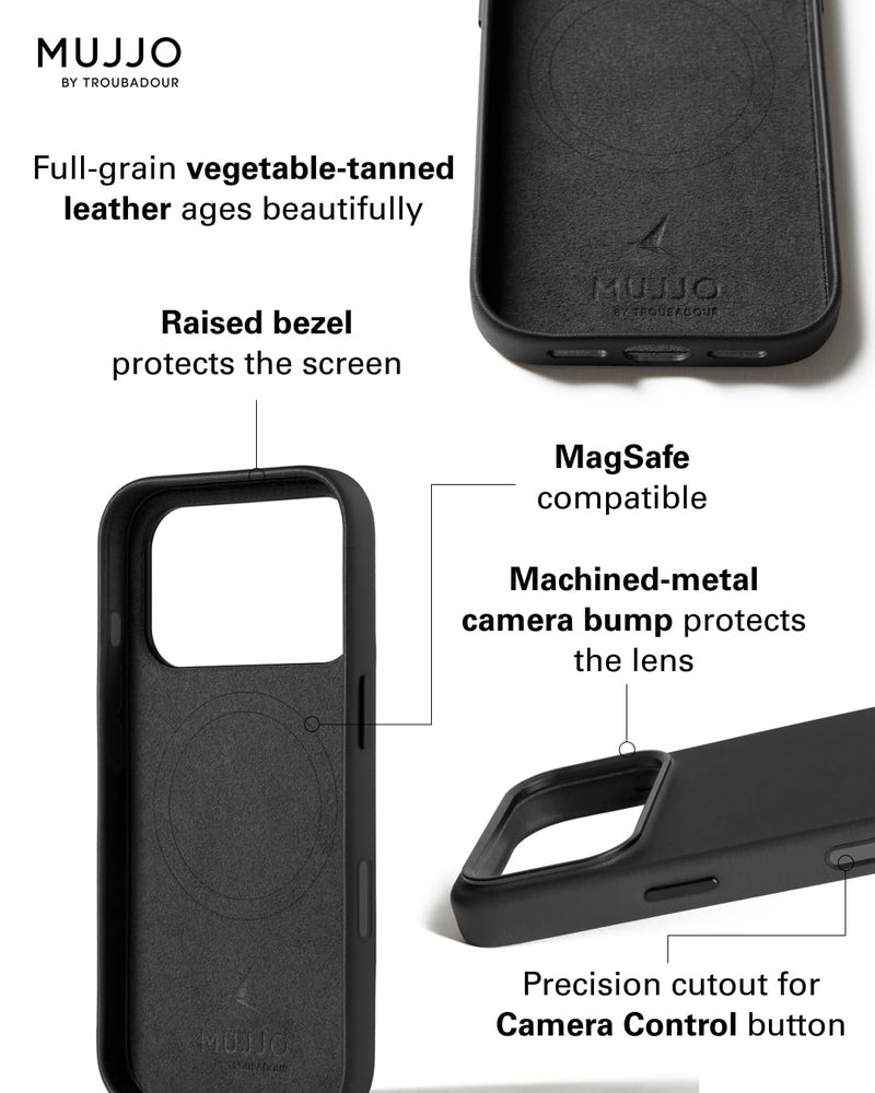 Mujjo Leather Case for iPhone 17 Pro â€“ MagSafe Compatible - Black - Image 3