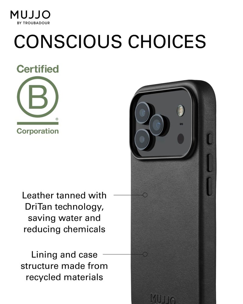 Mujjo Leather Case for iPhone 17 Pro â€“ MagSafe Compatible - Black - Image 4