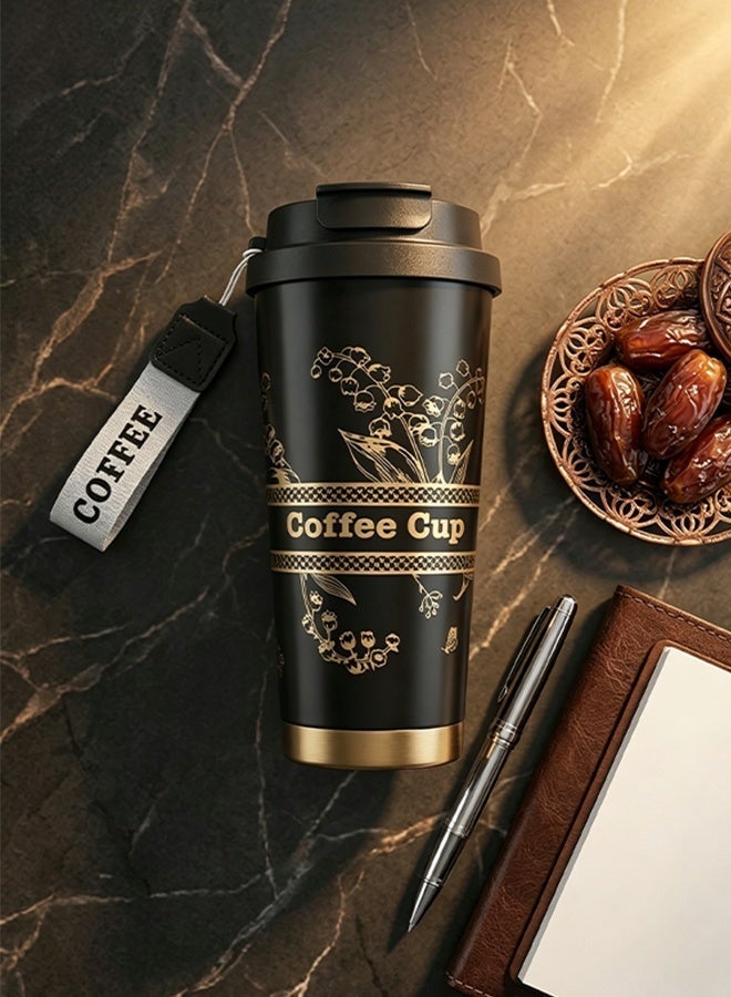 AHAKAC Vacuum Insulated Stainless Steel Coffee Mug with Straw and Lid Leakproof Double Wall Travel Cup Reusable Tea Cup for Hot Cold Drinks with Hanging Rope Daily Use - Image 4