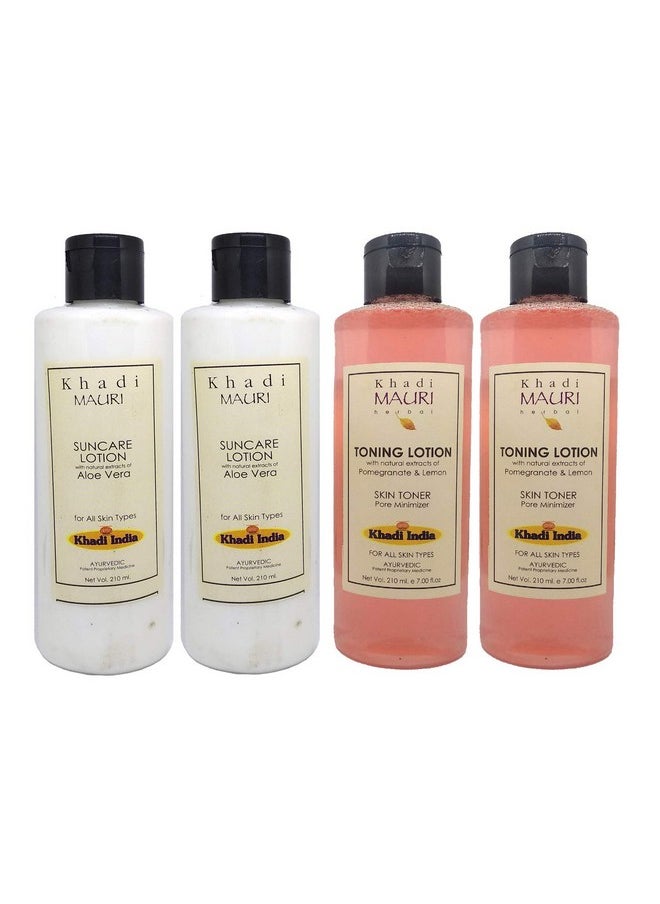 Khadi MAURI Sun Care & Toning Body Lotion - Pack Of 4 (840 Ml) 