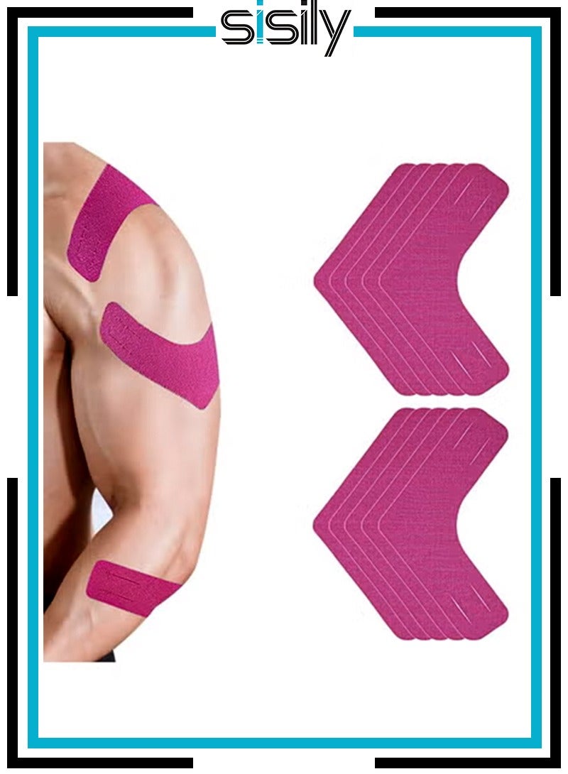 10 PCS Kinesiology Tape, Muscle Support Adhesive Elastic Athletic Sports Tape Therapy Recovery V Type for Knees, Shoulder, Joint Pain Relief - Image 1