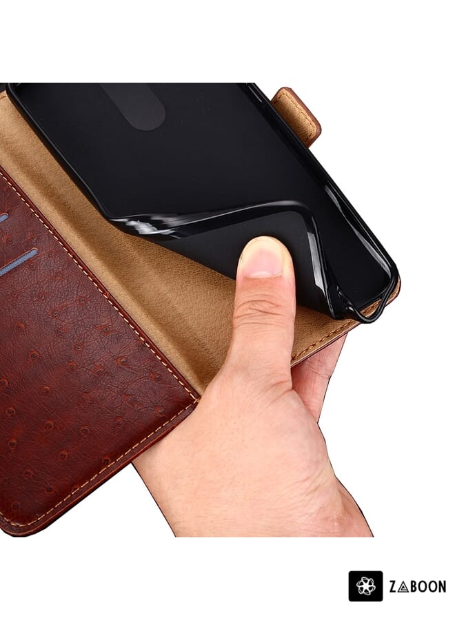 Zaboon Protective Case For Honor X7A Ostrich Texture Horizontal Flip Leather - Image 4