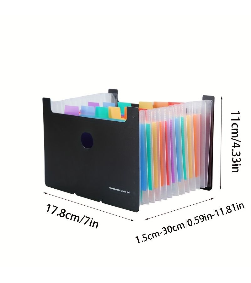 A 13 Pocket A6 Accordion File Folder Transparent With Index Stand Up Large Capacity Expandable Bill Organizer Document Storage Folder Colored Label Paper 24 Stickers - Image 2